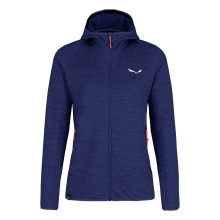 Salewa Hybrid Fleece Jacket Nuvolo Alpinewool with Hood (4-way stretch, warm, breathable) blue Women